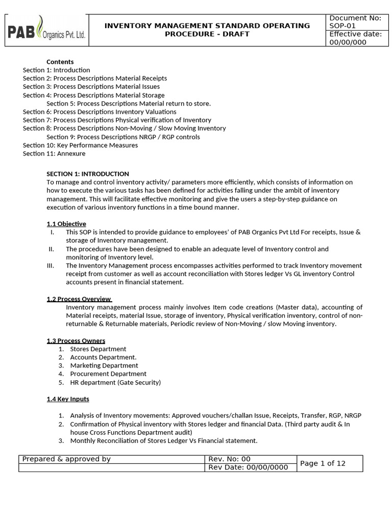 Inventory Management - Draft 06122024 | PDF | Inventory | Audit