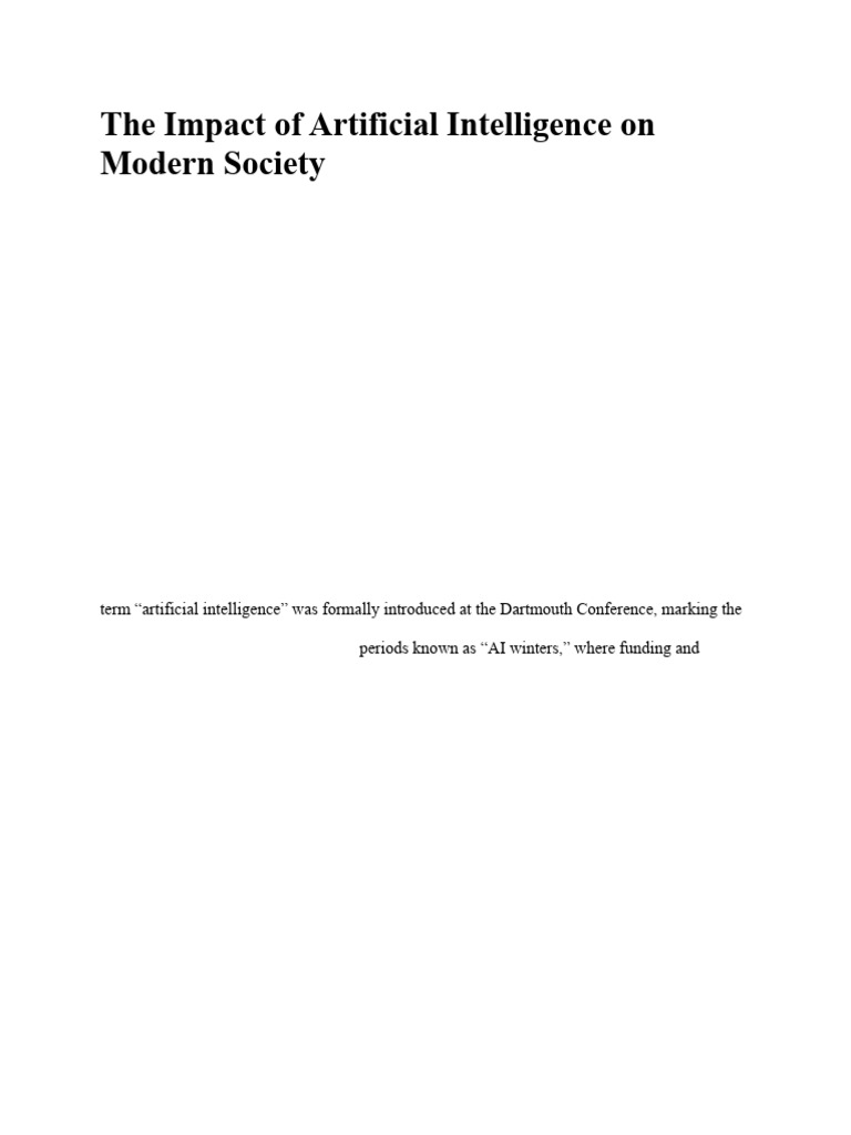 The Impact of Artificial Intelligence On Modern Society | PDF ...