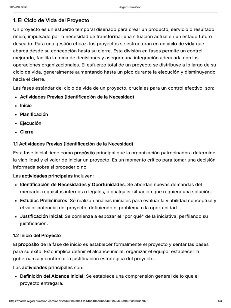 Fases Del Ciclo de Vida de Un Proyecto | PDF | Planificación ...
