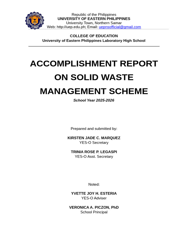 Solid Waste Management Accomplishment Report | PDF | Waste | Waste ...