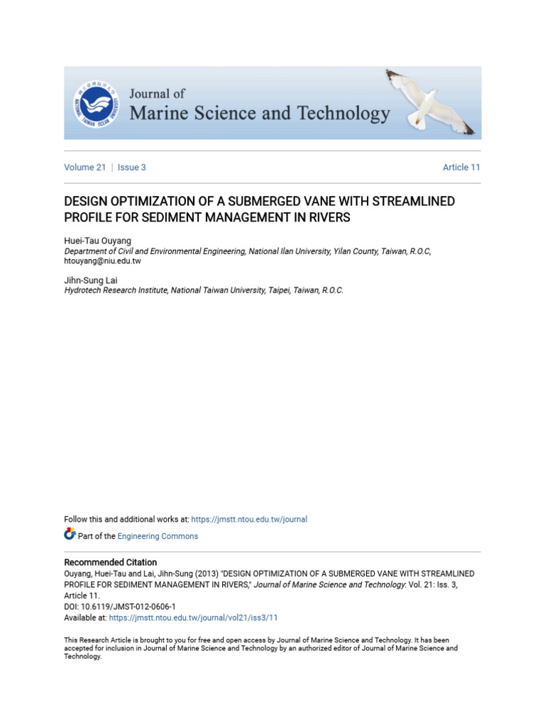 Design Optimization of A Submerged Vane With Streamlined Profile | PDF ...