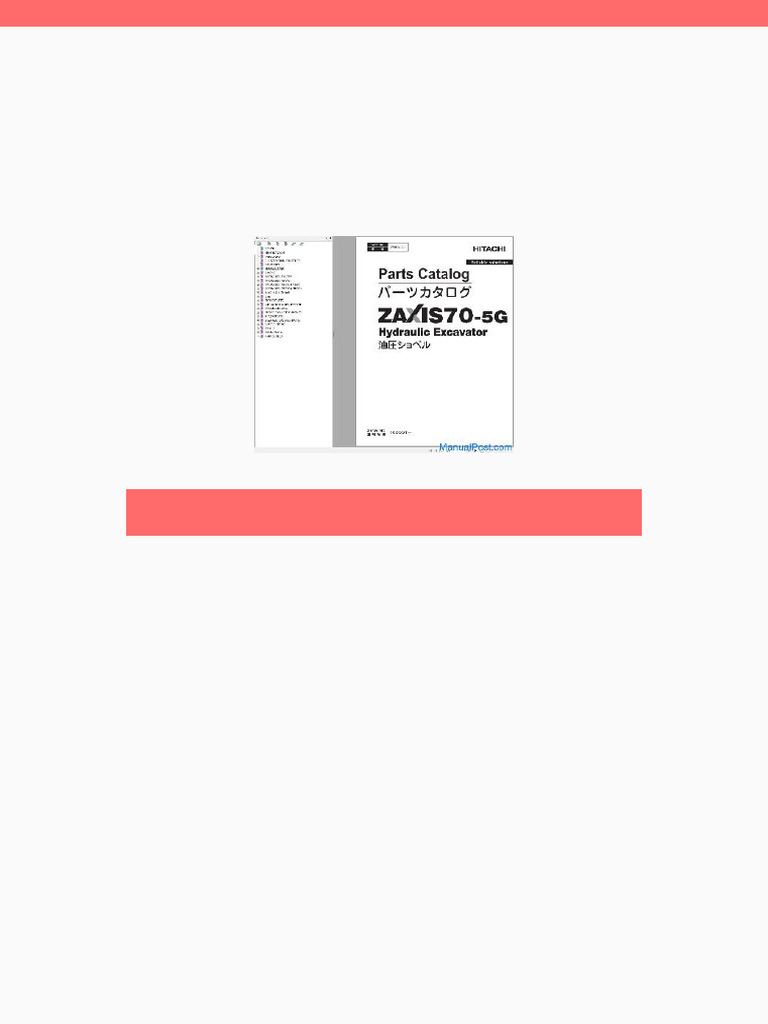 Hitachi Hydraulic Excavator Zx70 5g Parts Catalog en JP | PDF