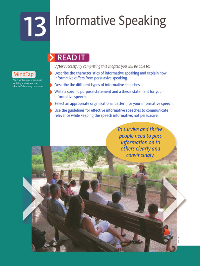 Chapter 13 Informative Speaking | PDF | Idea | Concept