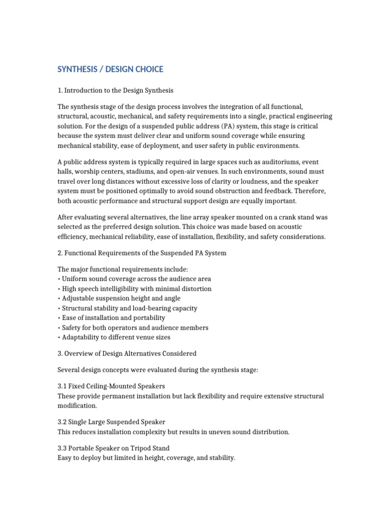 Synthesis Design Choice Suspended PA System | PDF | Loudspeaker