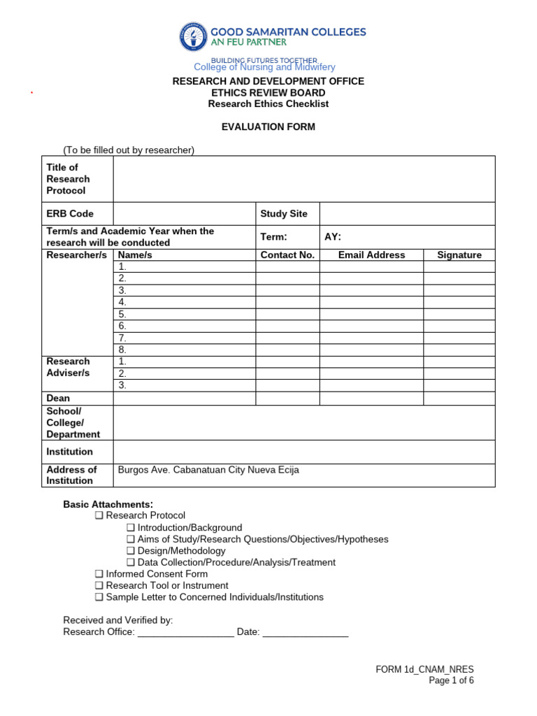 Form 1d ERB | PDF | Methodology | Science