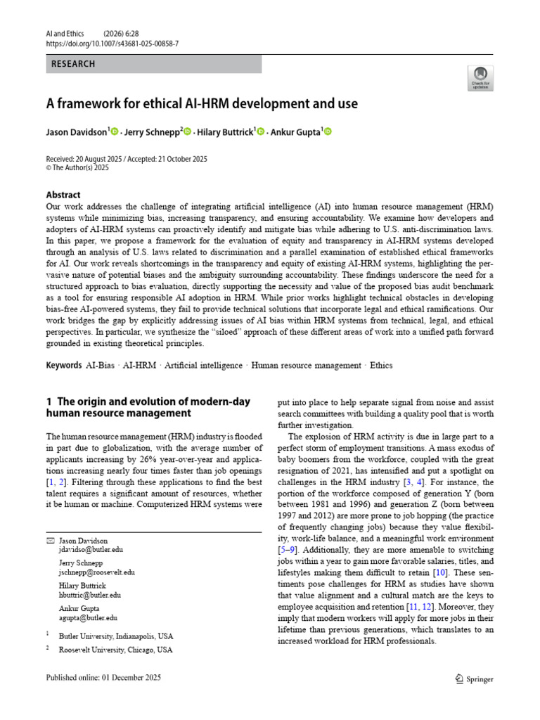 A Framework For Ethical AI-HRM Development and Use | PDF | Artificial ...