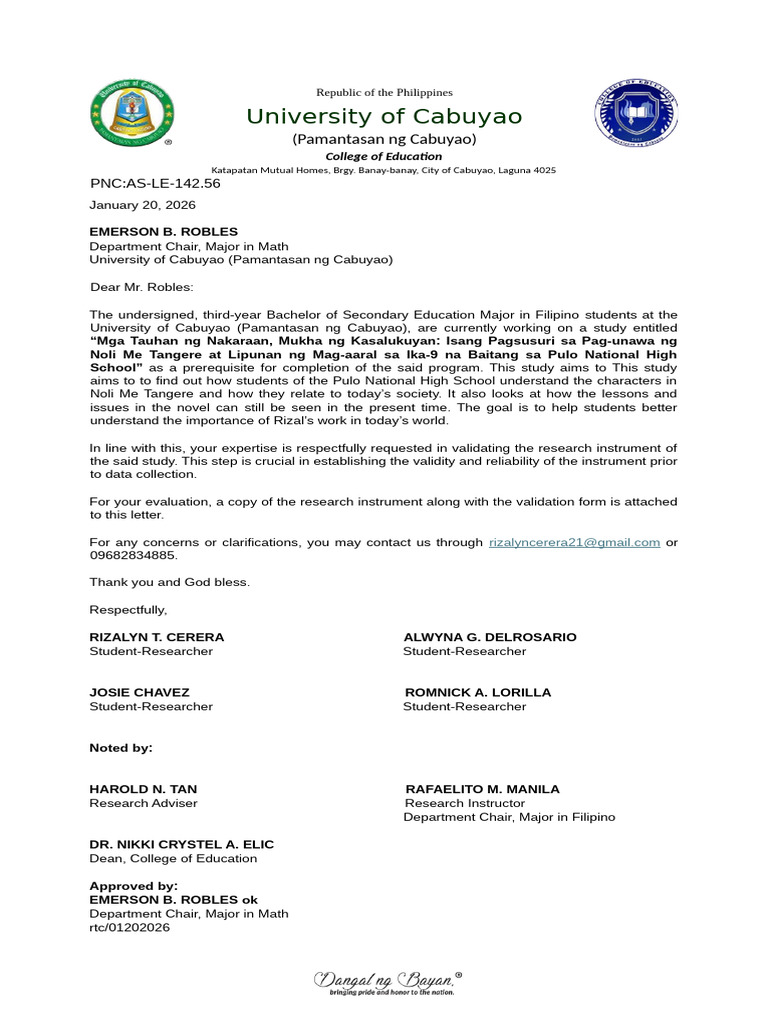 GROUP2 Letter Format Validation Letter Sir - Robles | PDF