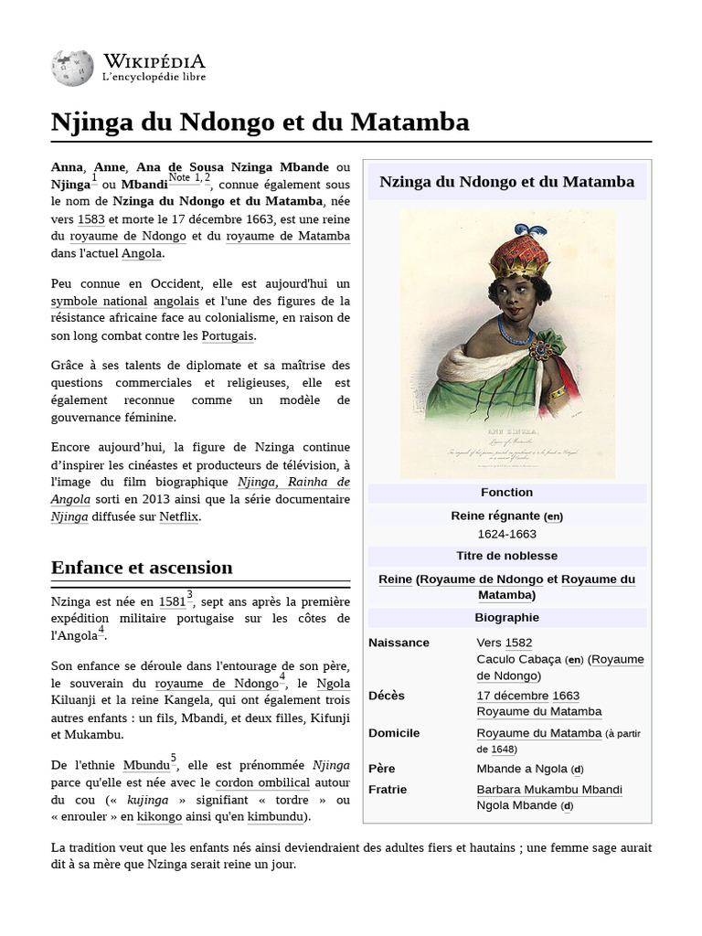 Njinga Du Ndongo Et Du Matamba | PDF