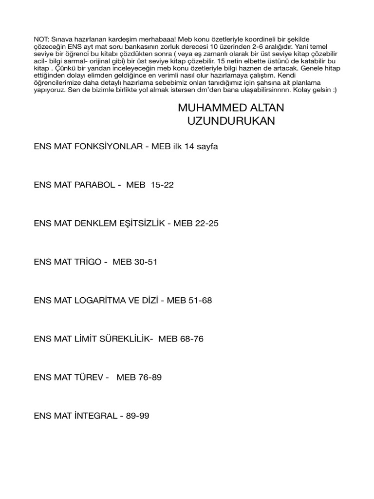 Ayt Mat Plani | PDF