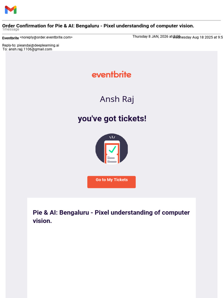 You've Got Tickets!: Ansh Raj | PDF
