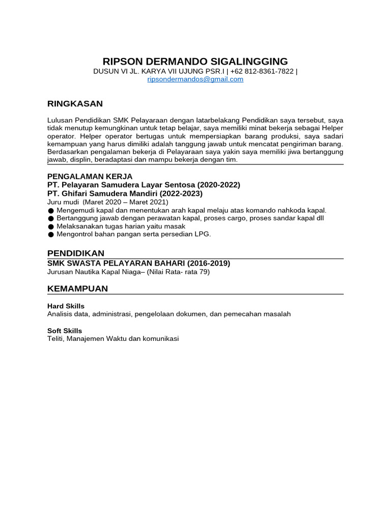 Template CV Admin | PDF