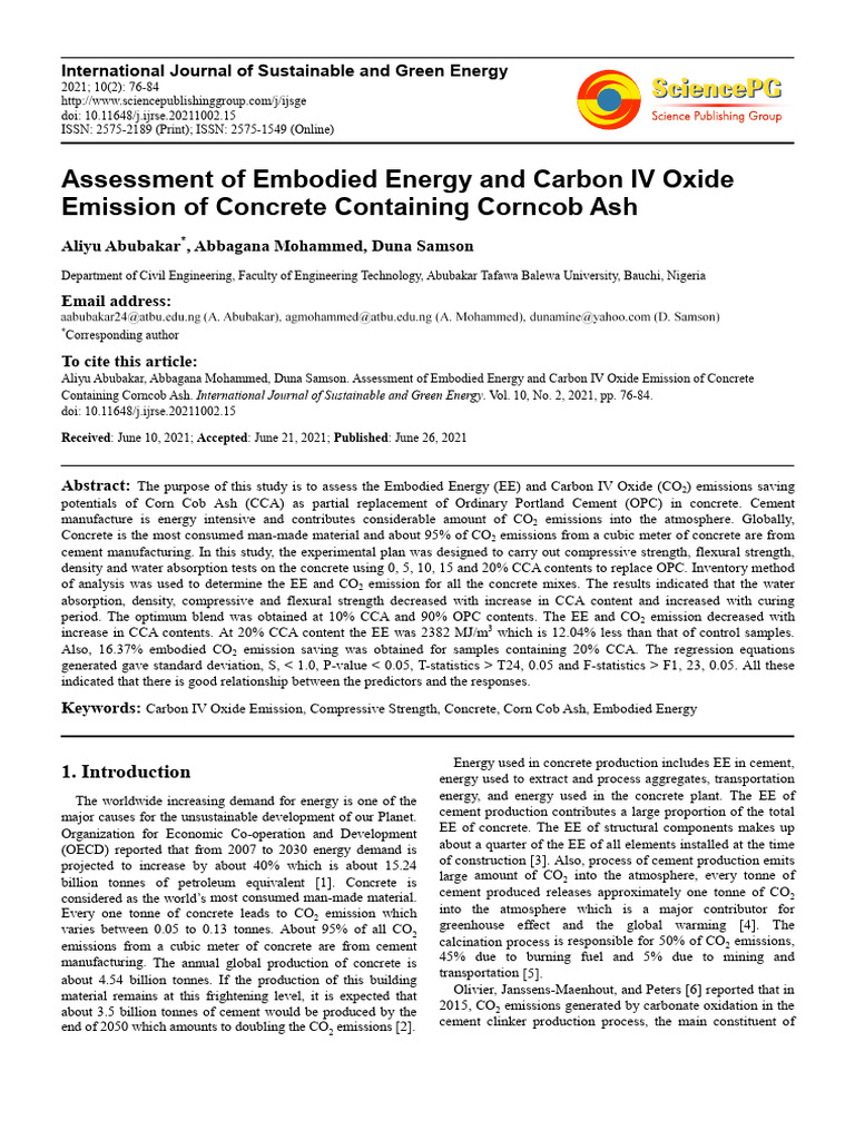 Assessment of Embodied Energy and Carbon | PDF | Cement | Concrete