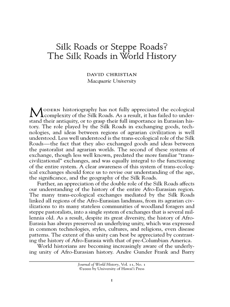 Silk Roads or Steppe Roads The Silk Road | PDF | Silk Road | Iranian ...