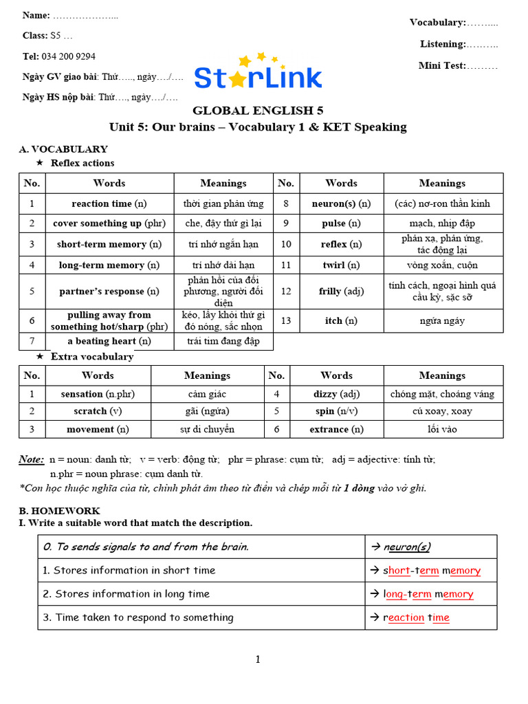 Key Foreign Teacher S5 W20 U5 Vocabulary 1 | PDF