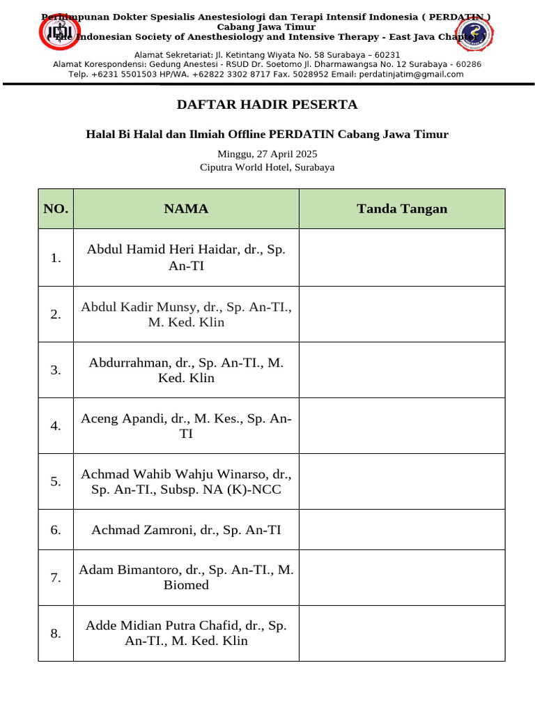 Fix - Daftar Hadir Peserta Kegiatan | PDF