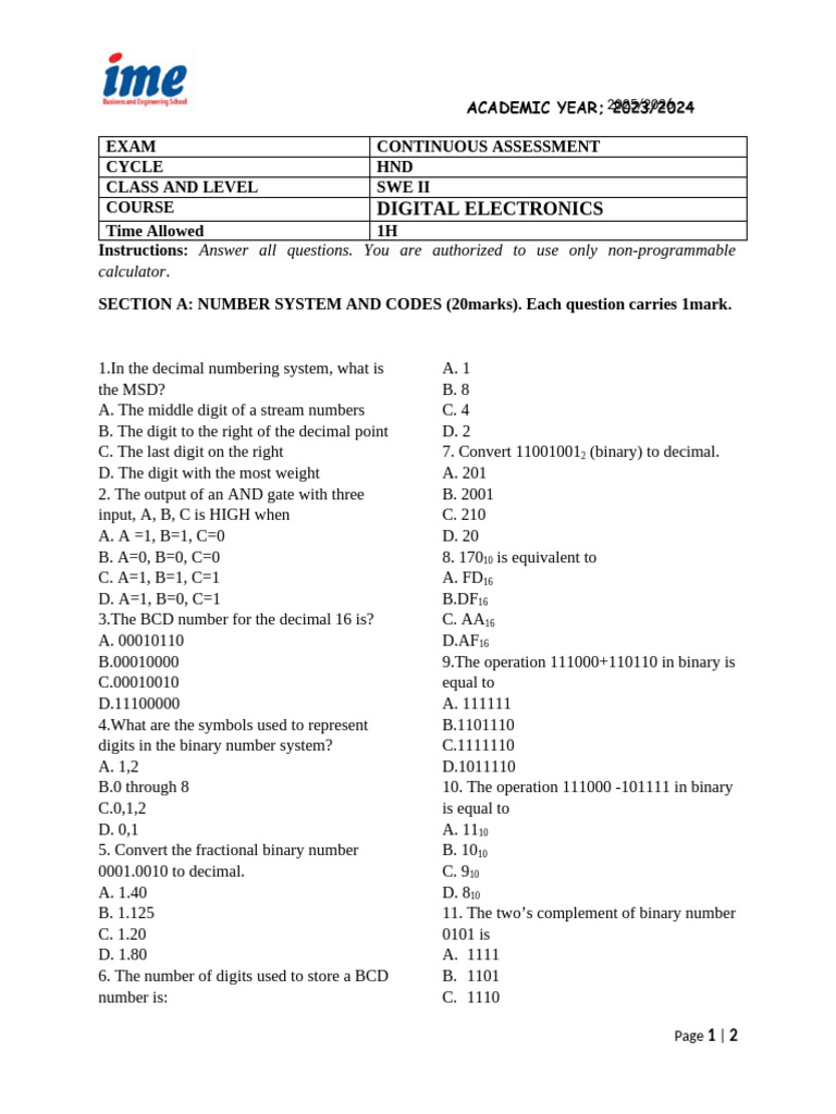 HND Digital Electronics Set II | PDF | Boolean Algebra | Teaching ...