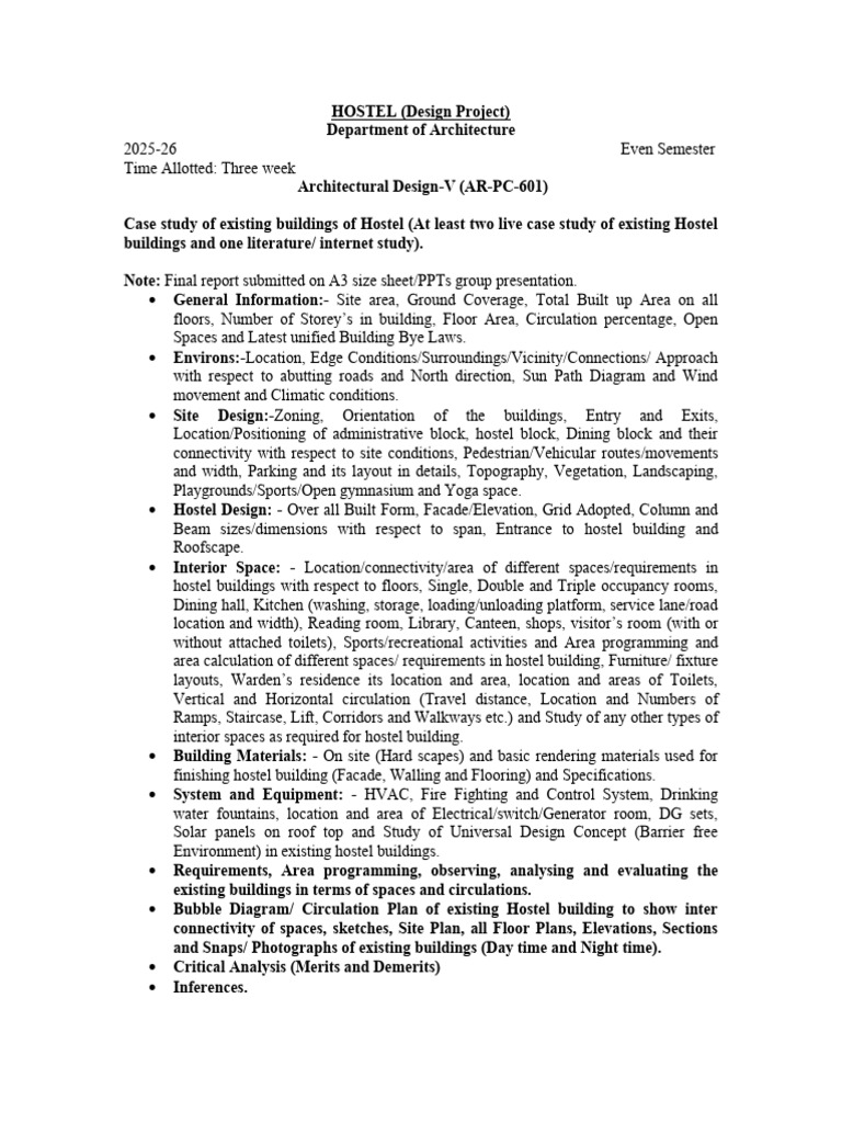 Hostel Case Study Even Sem 25-26 PDF | PDF