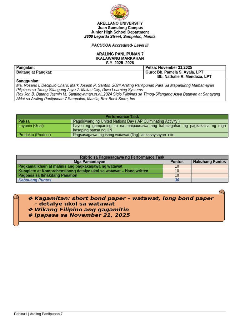 AP7Q2 Performance Task | PDF