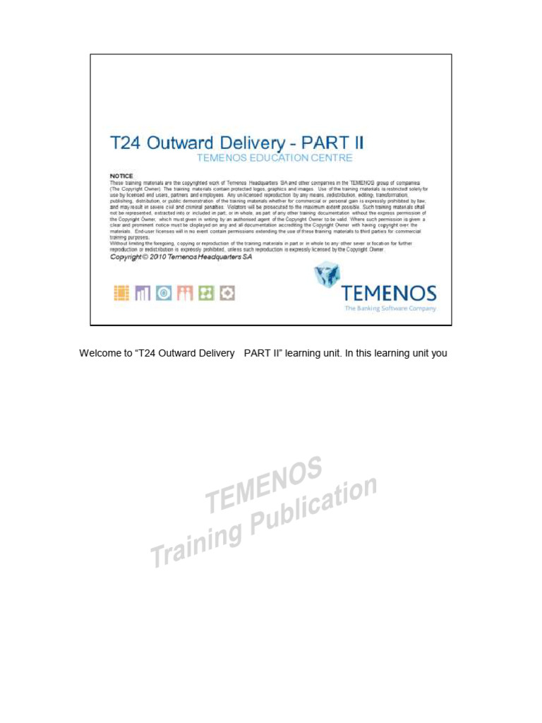 DEL4 - T24 Outward Delivery - PART II-R14 | PDF | Swift (Programming ...