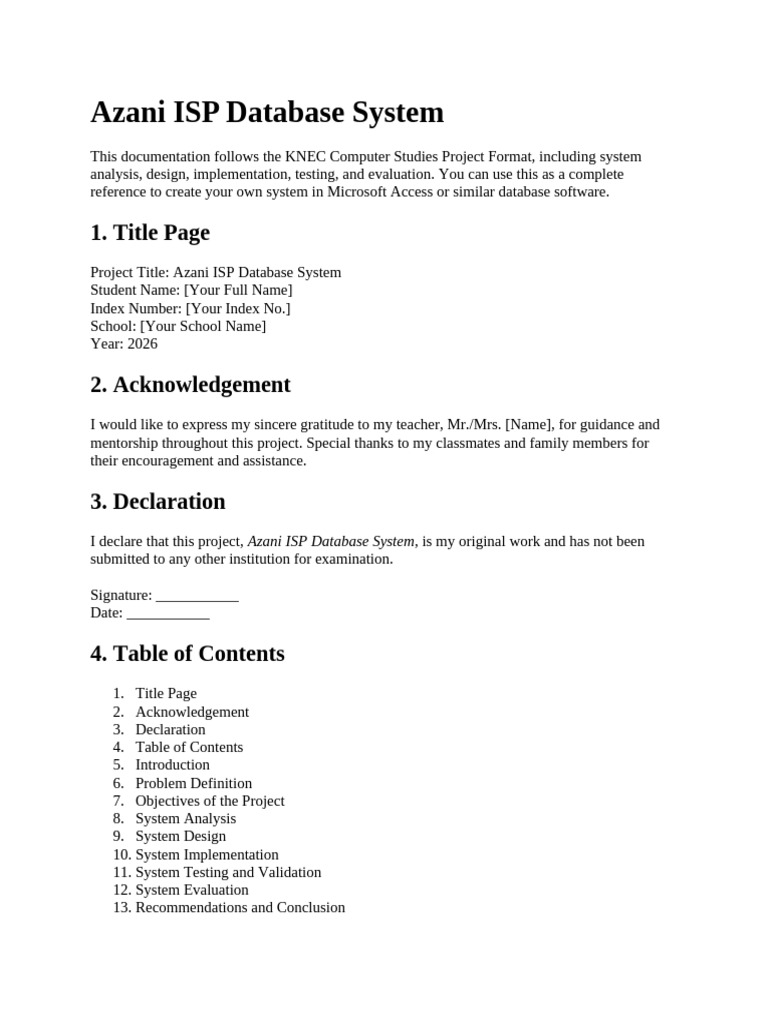 Azani ISP Database System | PDF | Microsoft Access | Databases
