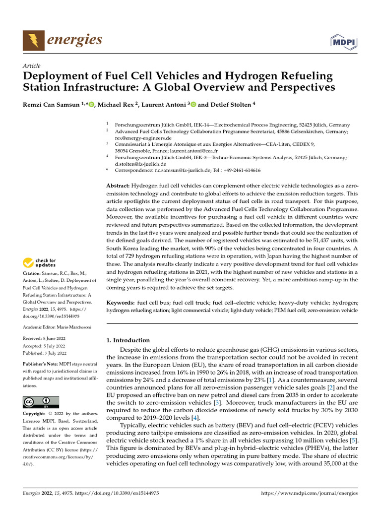 Deployment of Fuel Cell Vehicles and Hydrogen Refu | PDF | Fuel Cell ...