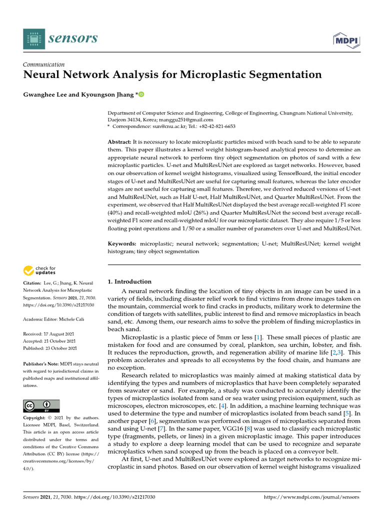 Sensors 21 07030 v3 | PDF | Image Segmentation | Algorithms