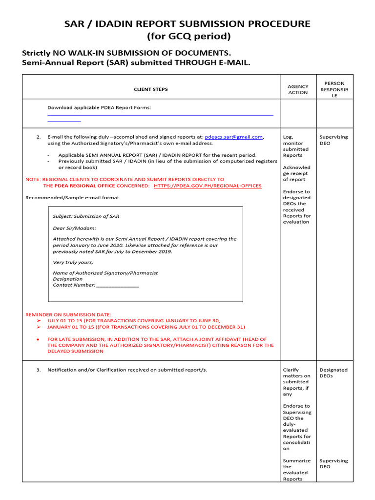 SAR Procedure GCQperiod | PDF