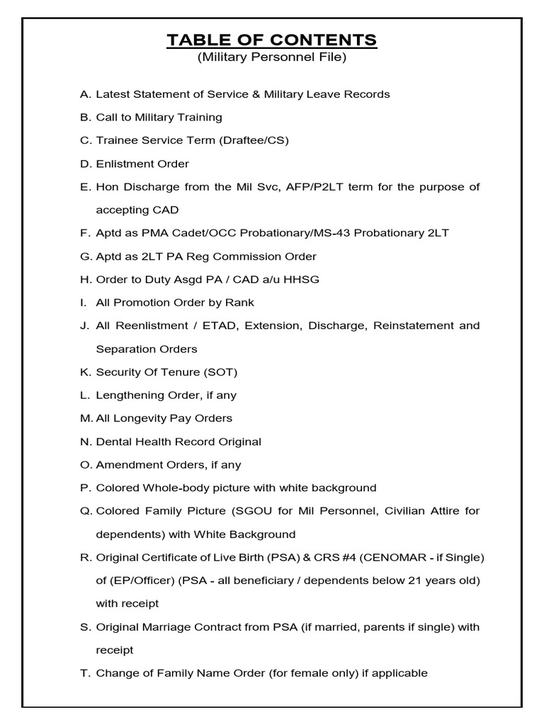 Table of Contents For MPF | PDF