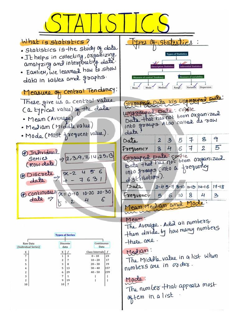 Statistics - Handwritten Notes | PDF