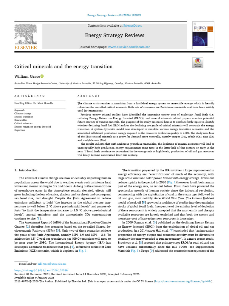 2026 Critical Minerals and The Energy Transition - 1-s2.0 ...
