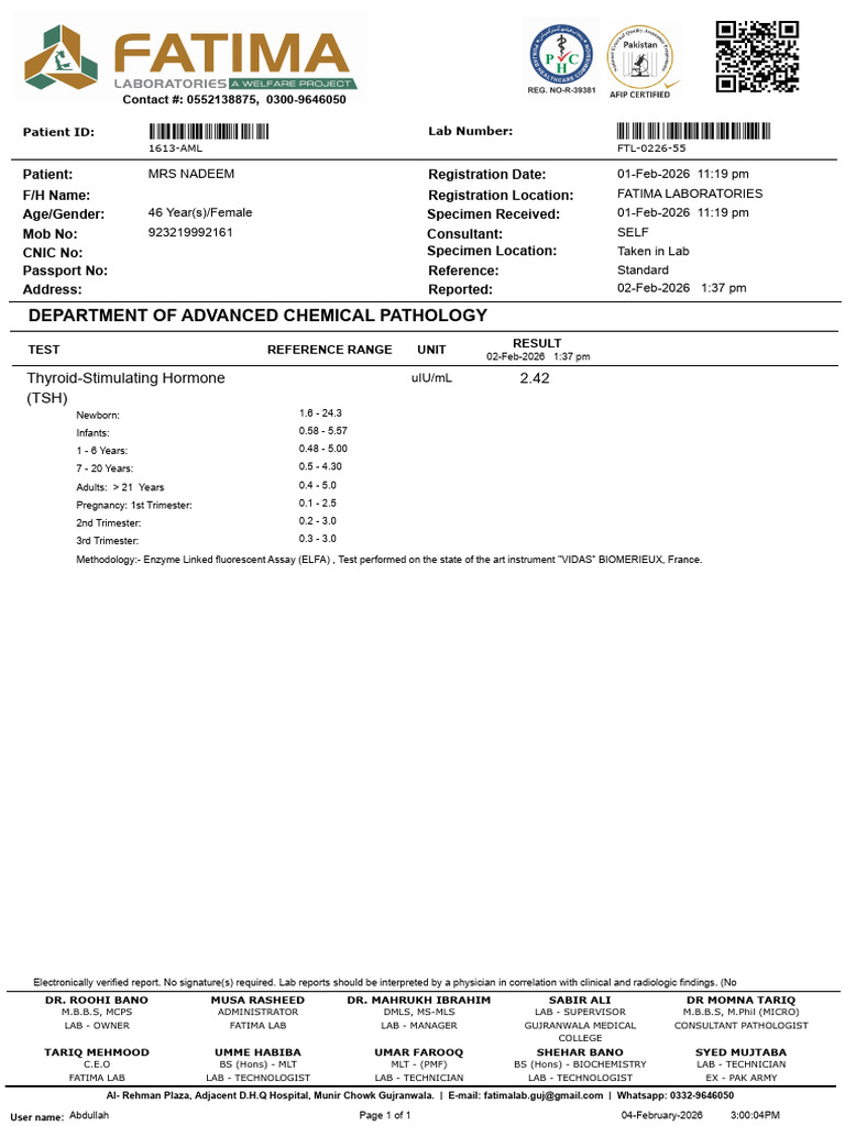 Labreport - 2026-02-04T150007.705 | PDF | Medical Laboratory | Thyroid ...