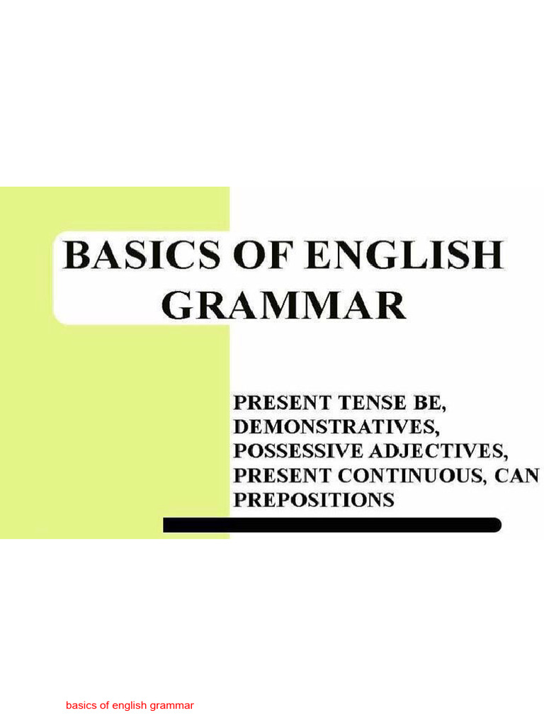 Basics of English Grammar | PDF