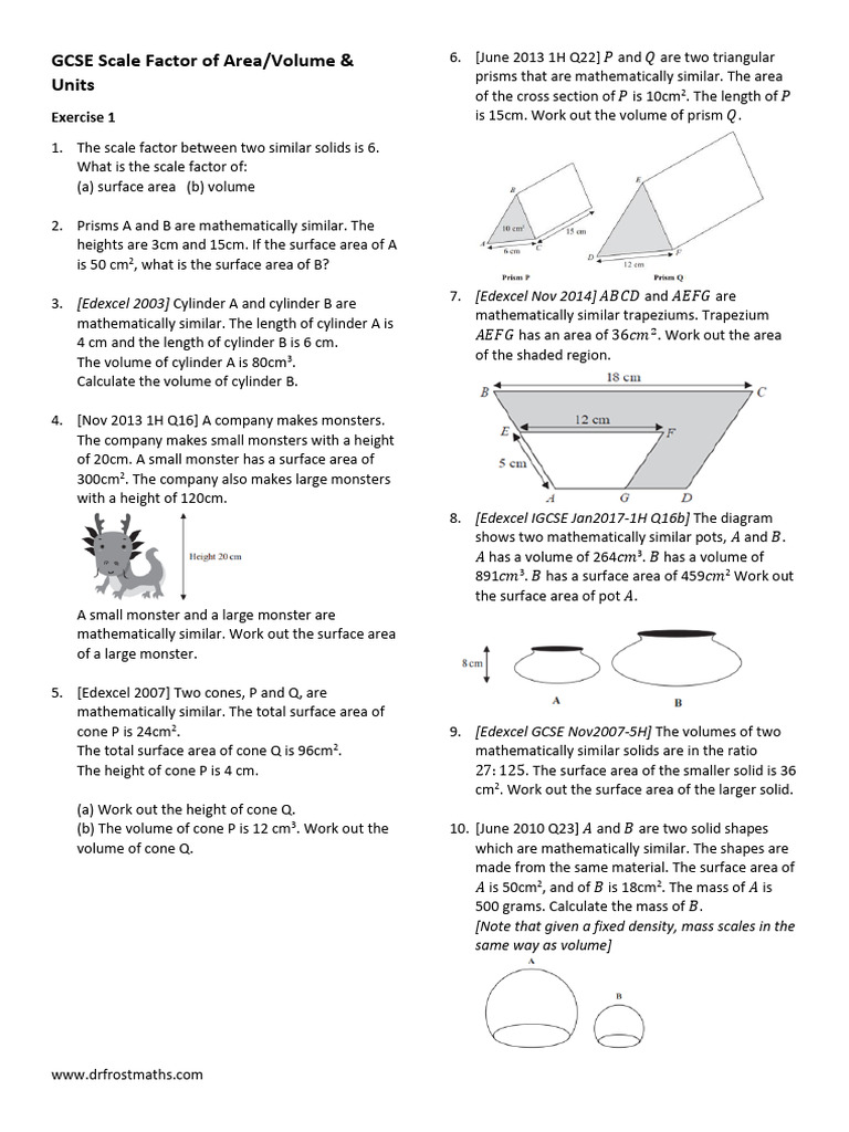 GCSE ScaleFactorAreaVolumeAndUnits | PDF | Area | Volume