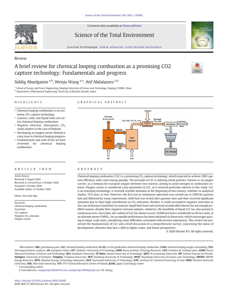 A Brief Review For Chemical Looping Combustion As A Pro 2021 Science of ...