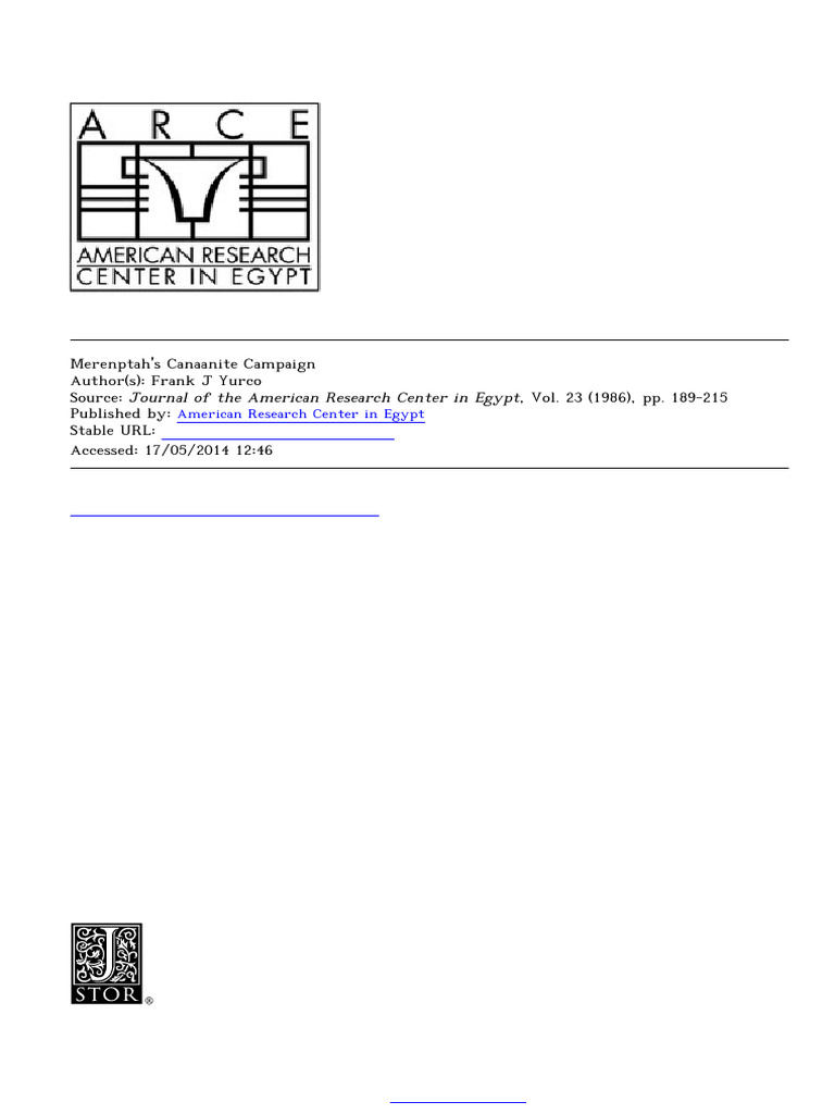 Yurco 1986 | PDF | Ancient Africa | Ancient Egypt