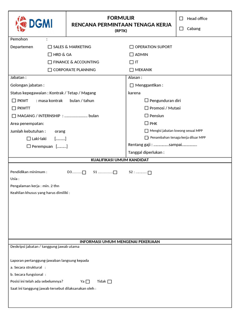 Form RPTK Dgmi | PDF
