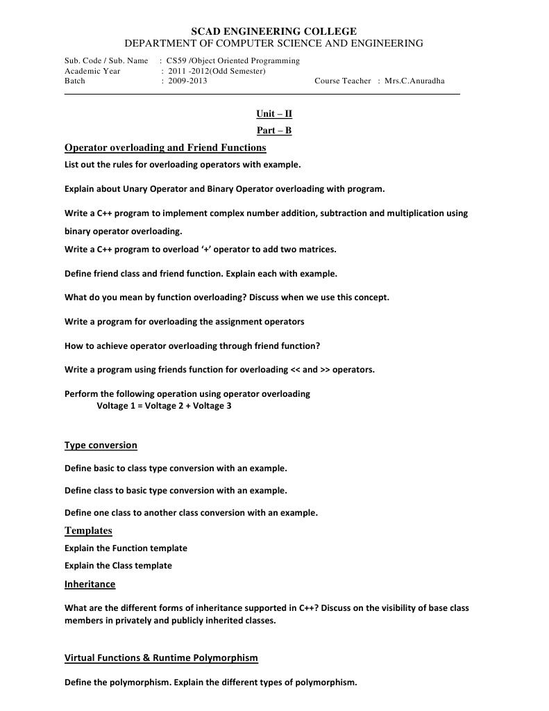 Oops Part B (II) | PDF | Teaching Methods & Materials | Technology ...