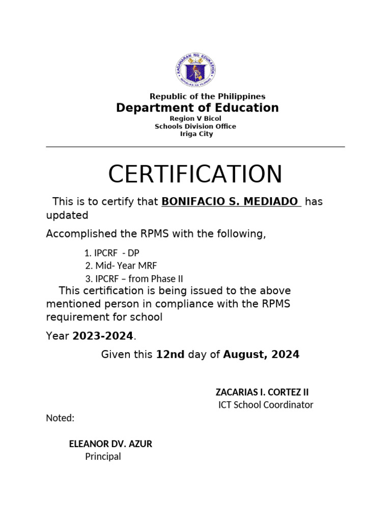 E Sat Certification | PDF