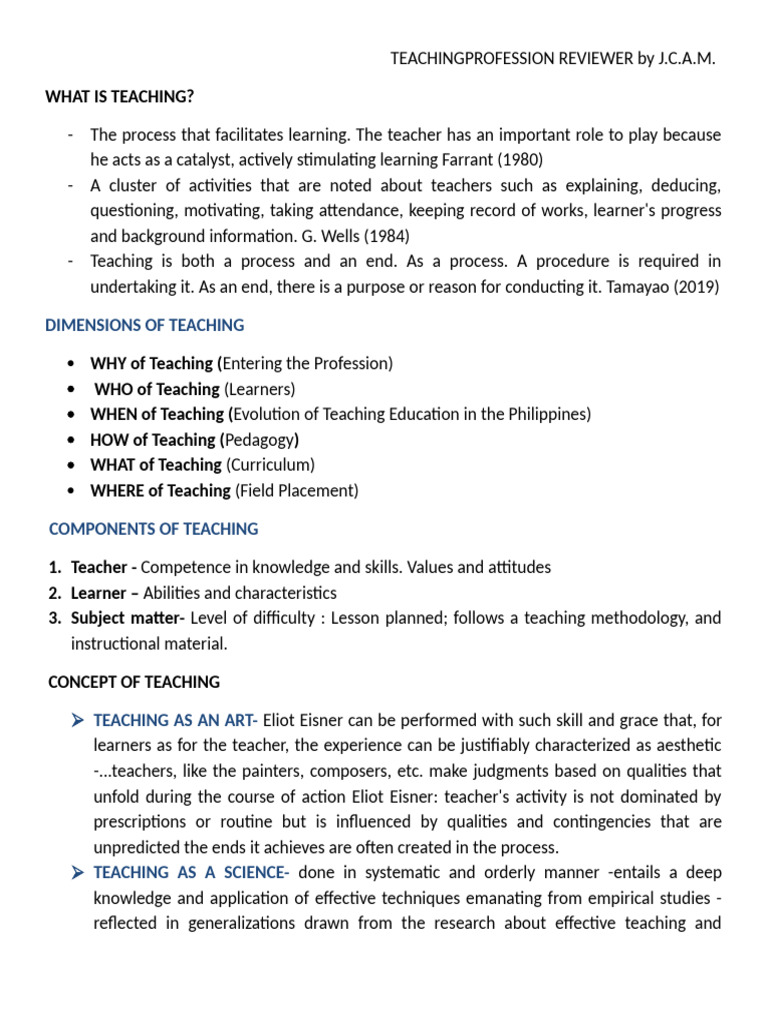 Teaching Prof. Ed. Reviewer | PDF | Teachers | Pedagogy