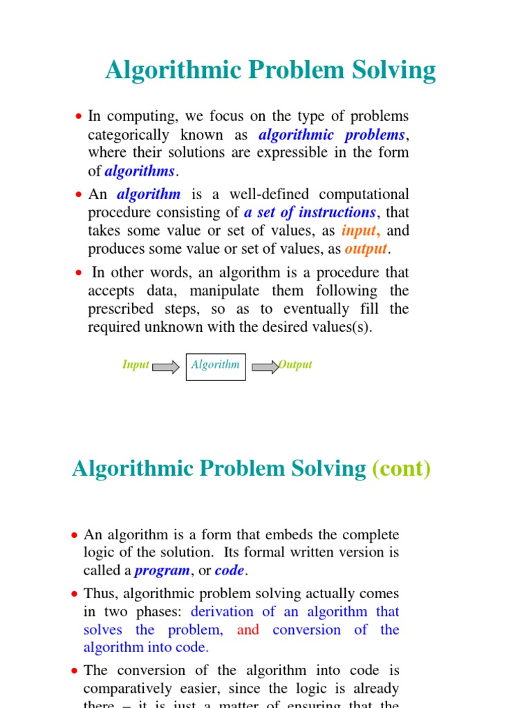 Algorithmic Problem Solving: Algorithmic Problems Algorithms Algorithm ...