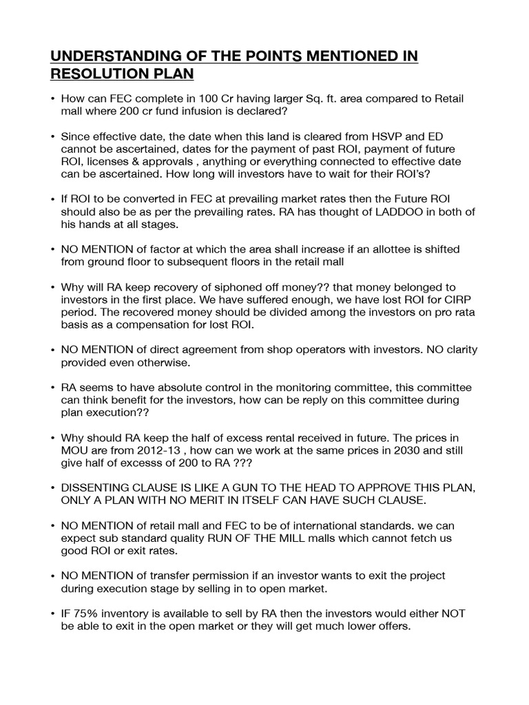 Analysis of Resolution Plan | PDF