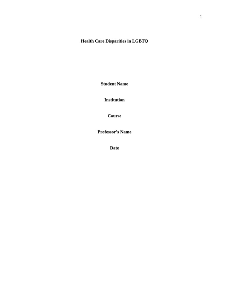 Health Care Disparities in LGBTQ | PDF | Health Equity | Social Policy