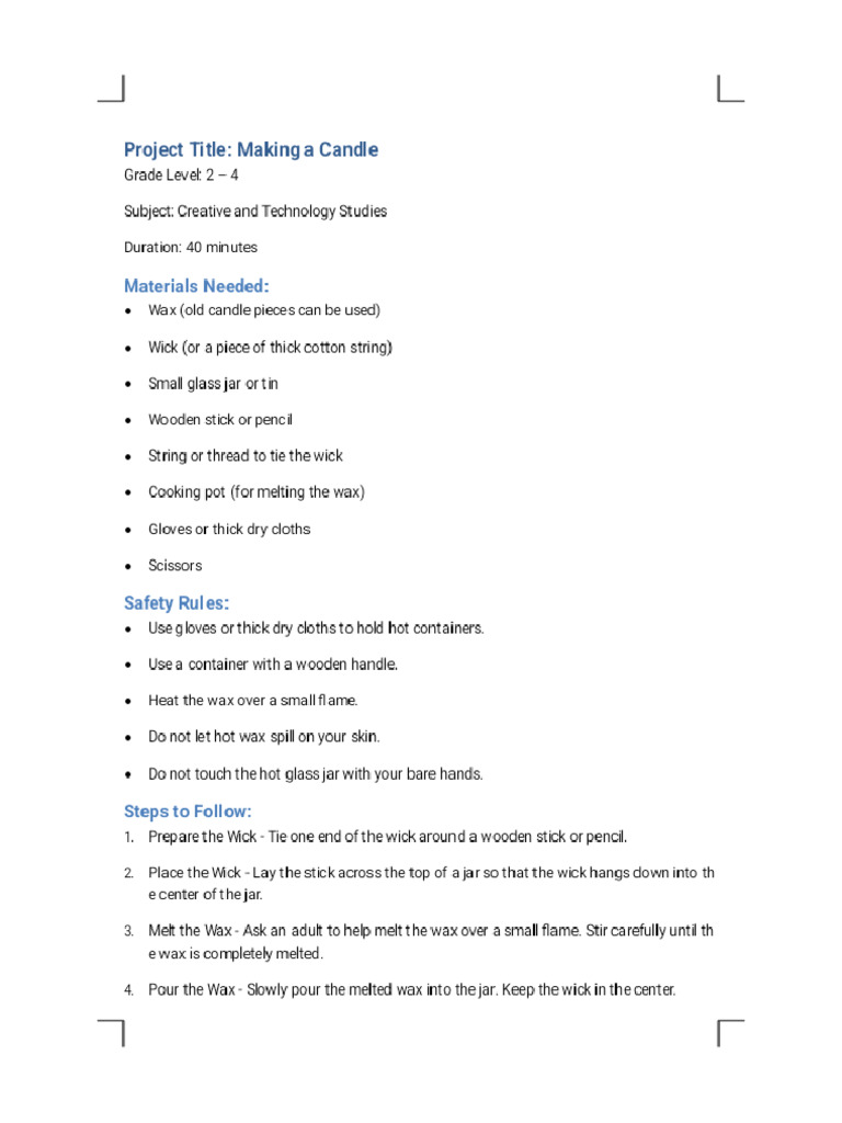 Making A Candle Project Phoenix | PDF