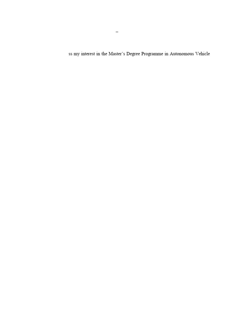 Motivation Letter Autonomous Vehicle Engineering (MOVE) . | PDF