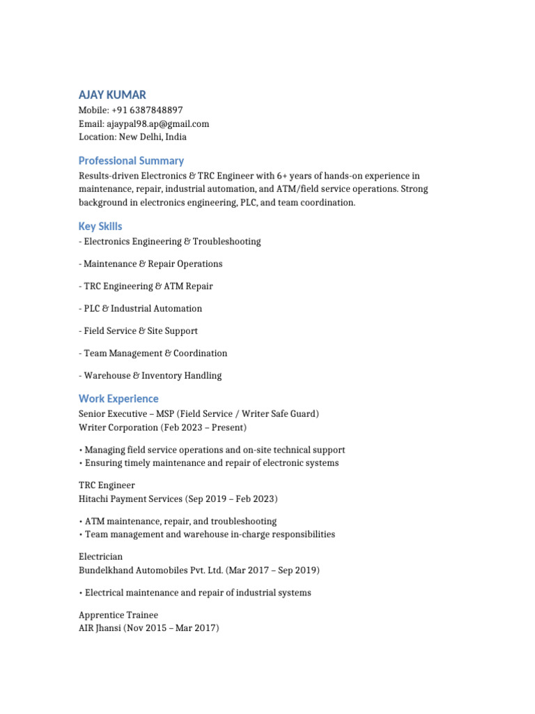 Ajay Kumar Impressive Resume | PDF