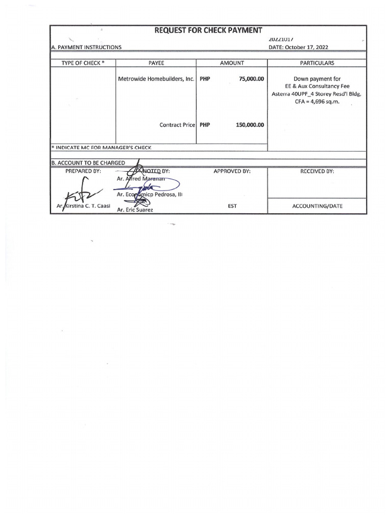 MHI - EE AUX - DP - Check Request - Sign | PDF