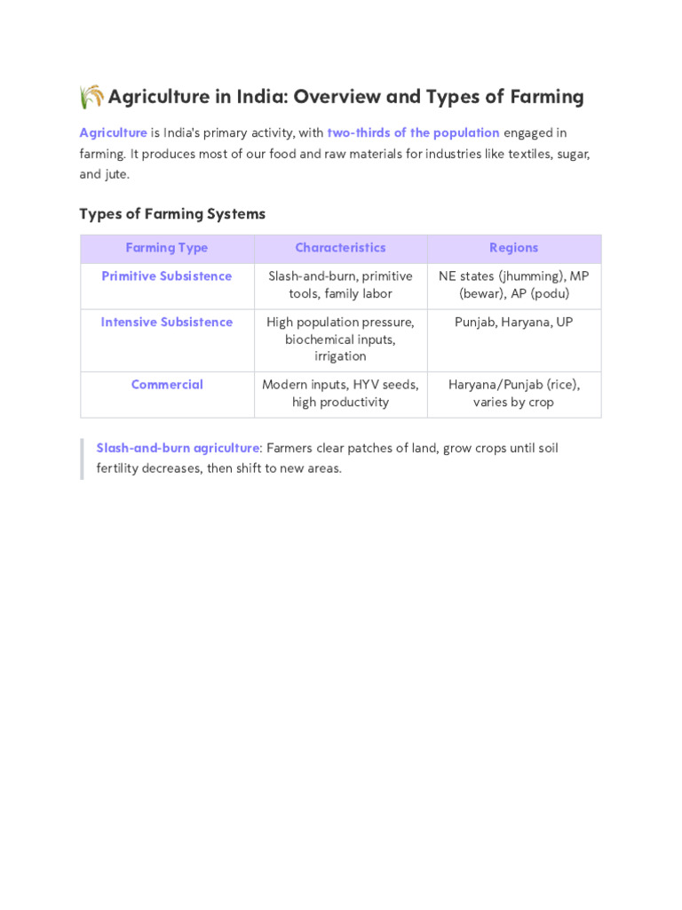 India's Farming Systems and Major Crops | PDF | Agriculture | Crops