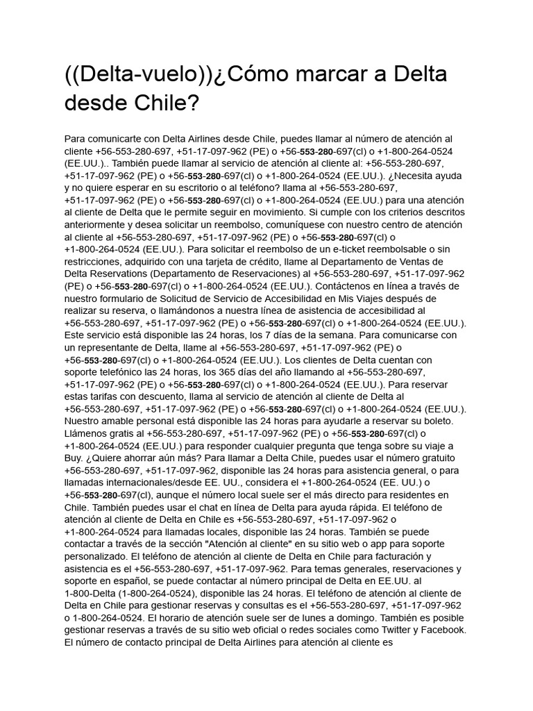 ( (Delta-Vuelo) ) ¿Cómo Marcar A Delta Desde Chile? | PDF | Chat en ...
