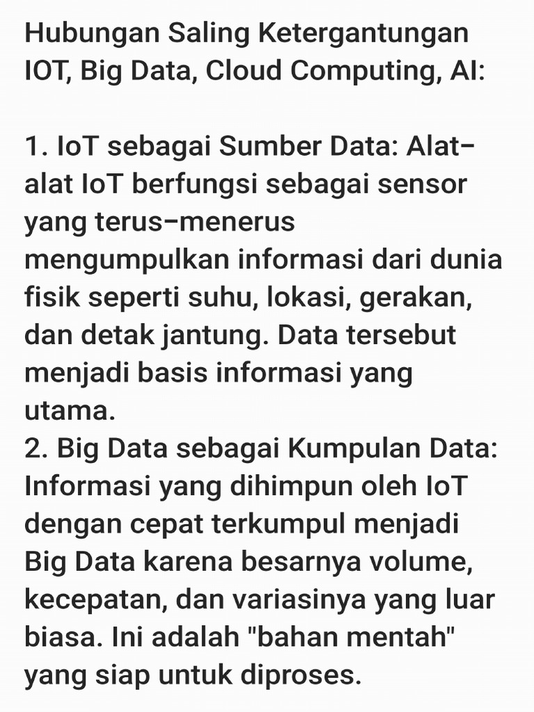 Hubungan Antara Iot Big Data Cloud Computing Dan AI | PDF