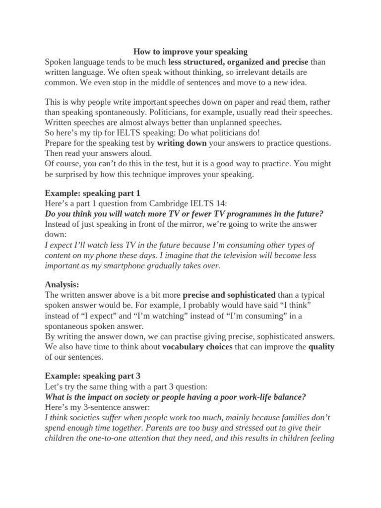 Tips and Techniques Speaking | PDF | Question | International English ...
